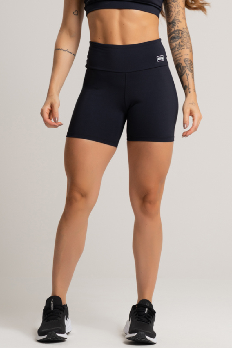 02 shorts fitness feminino basico poliamida preto