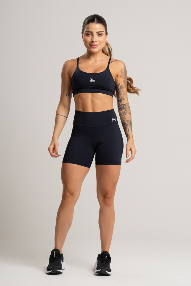 05 shorts fitness feminino basico poliamida preto
