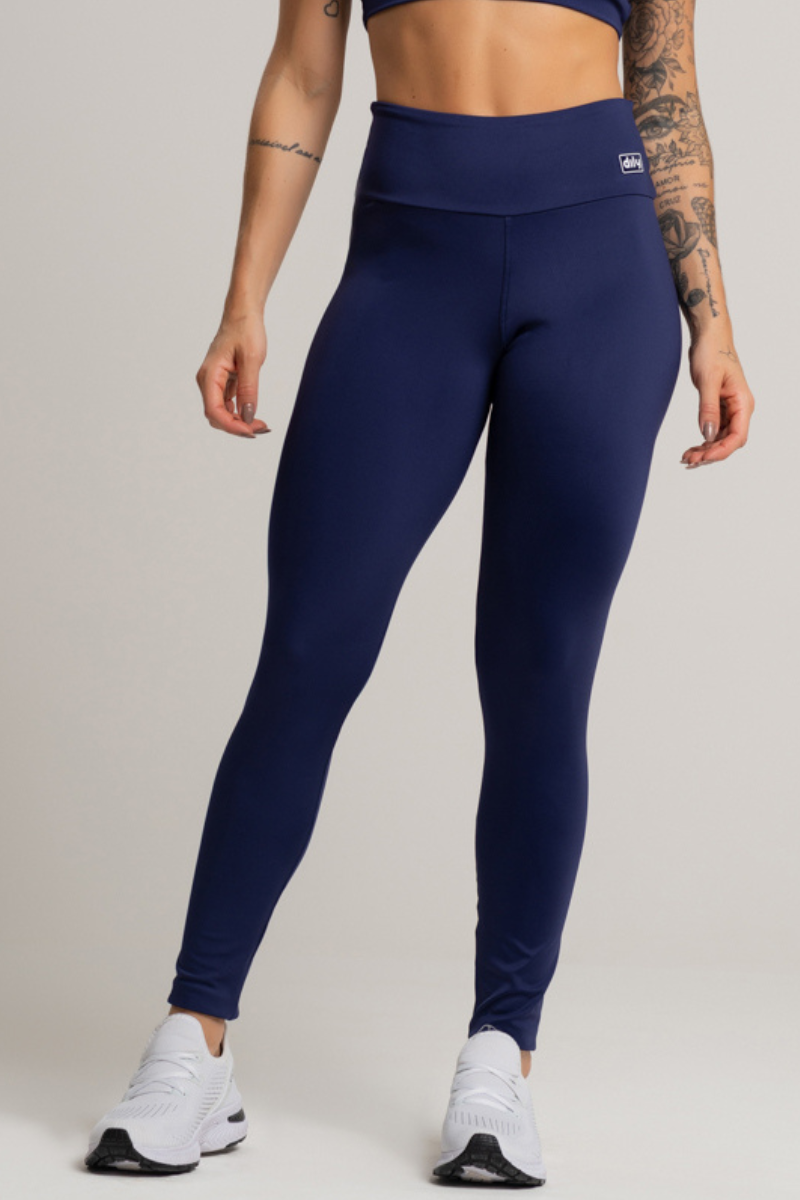 03 calca legging feminina fitness basica poliamida azul marinho