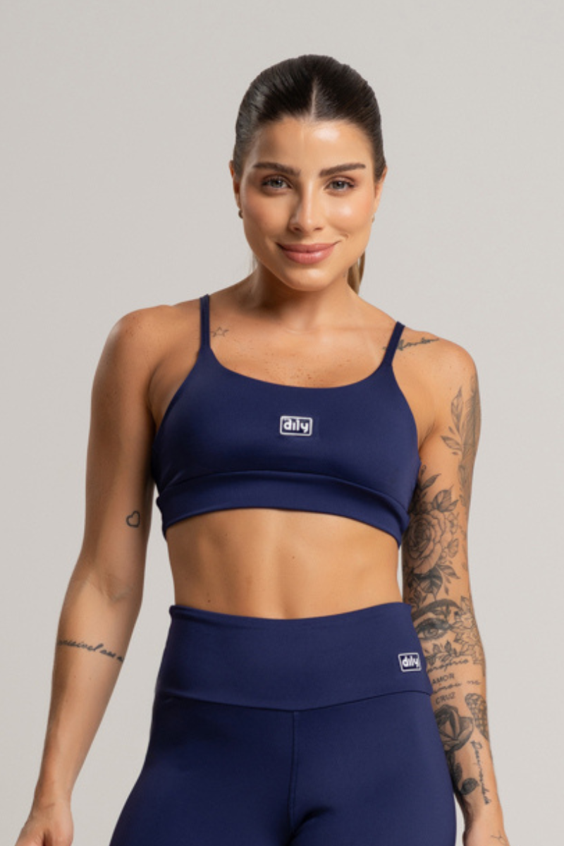 03 top feminino fitness basico poliamida azul marinho