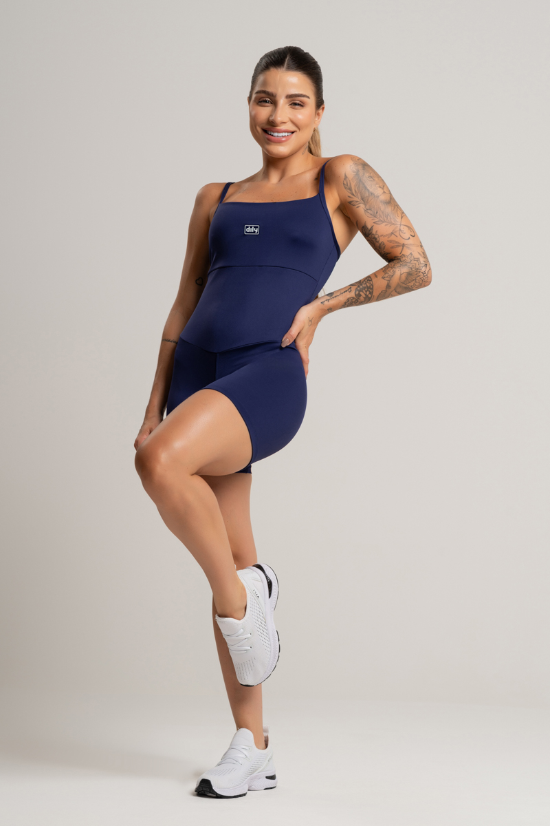 03 macaquinho fitness poliamida azul marinho