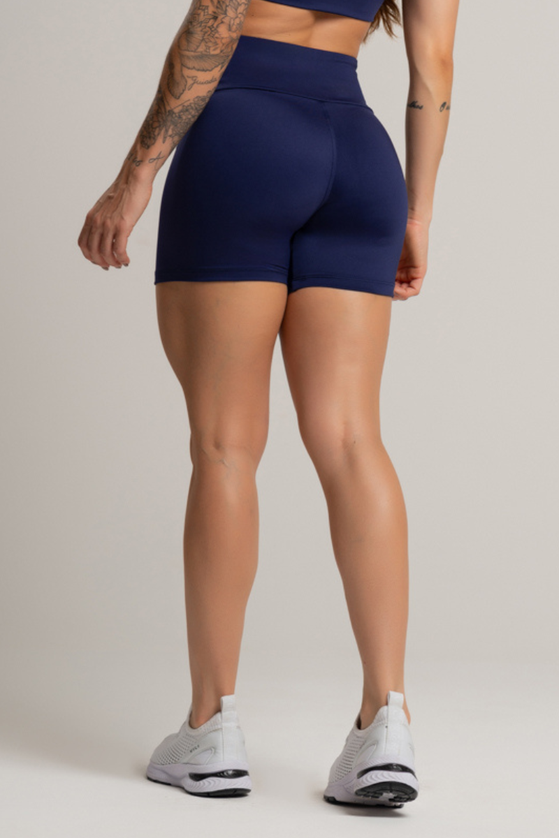 02 shorts fitness feminino basico poliamida azul marinho