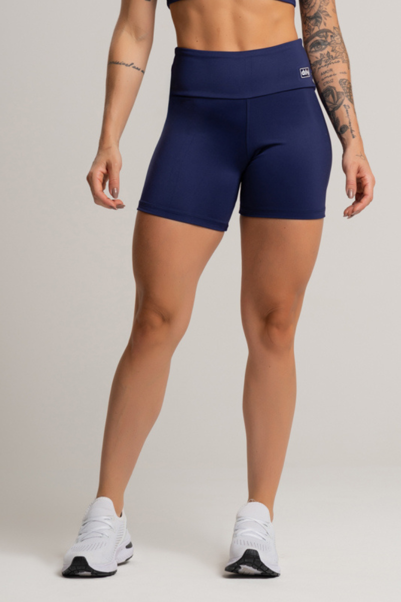 03 shorts fitness feminino basico poliamida azul marinho