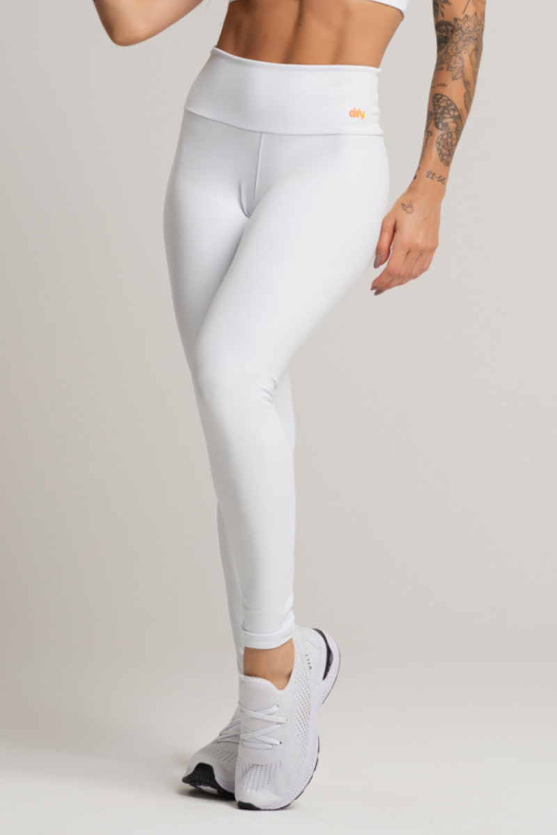 01 calca legging feminina fitness basica poliamida branco