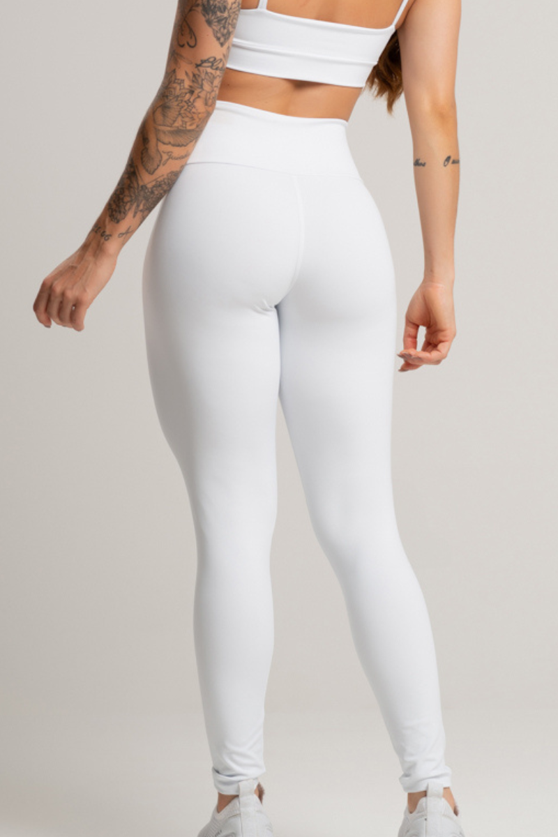 03 calca legging feminina fitness basica poliamida branco