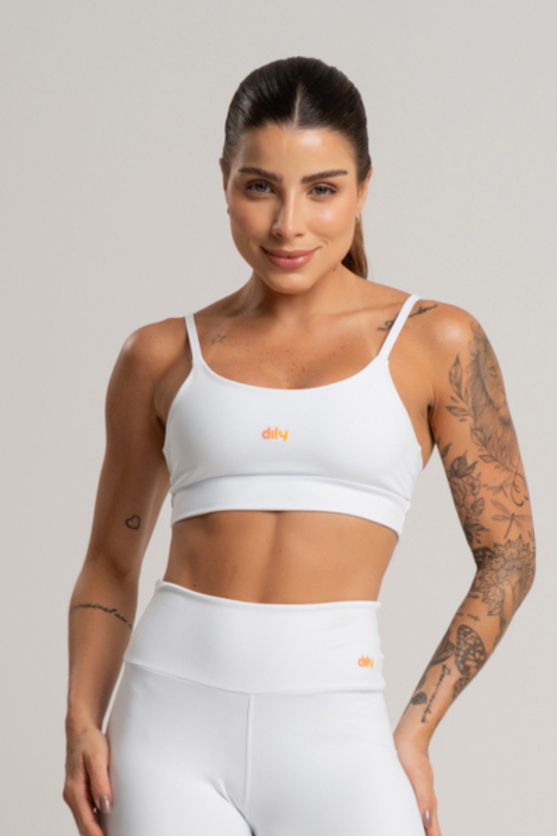 01 top feminino fitness basico poliamida branco