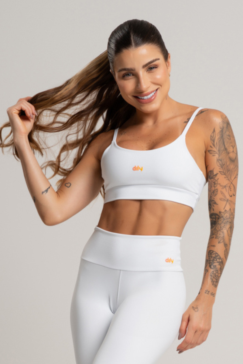 03 top feminino fitness basico poliamida branco