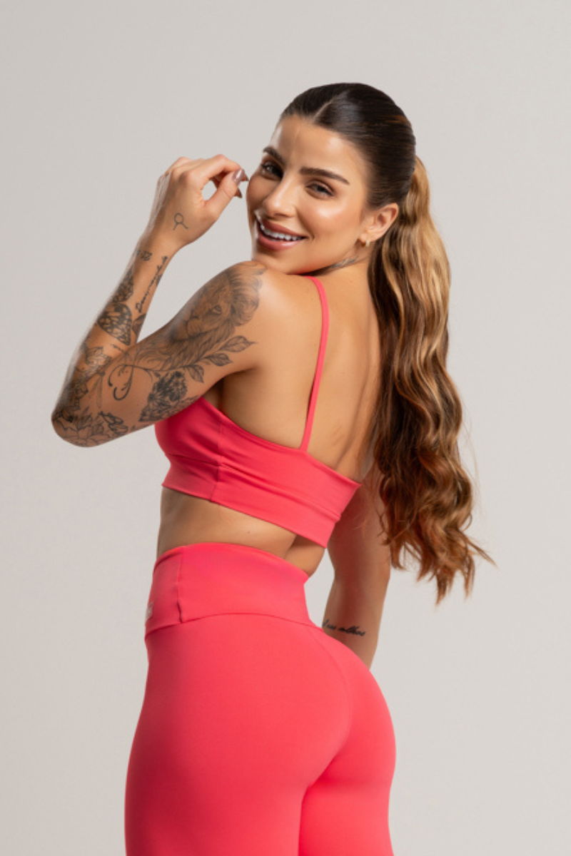 01 top feminino fitness basico poliamida pitaya