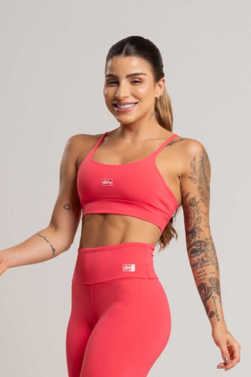 03 top feminino fitness basico poliamida pitaya