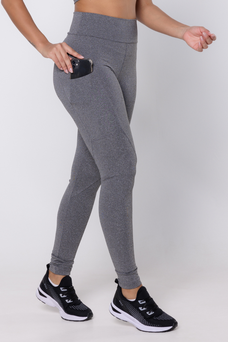 04 calca legging fitness com bolso na lateral poliester mescla marinho