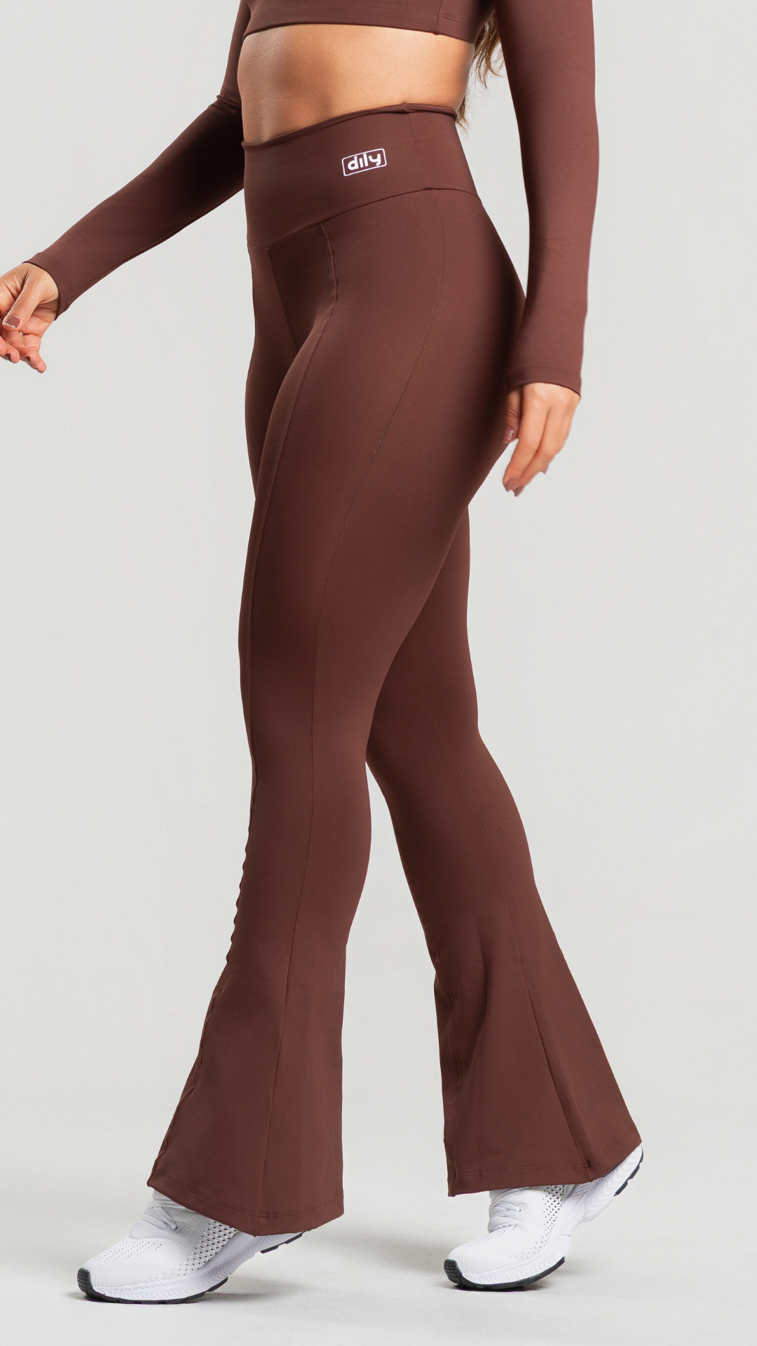 05 calca legging feminina fitness flare marrom