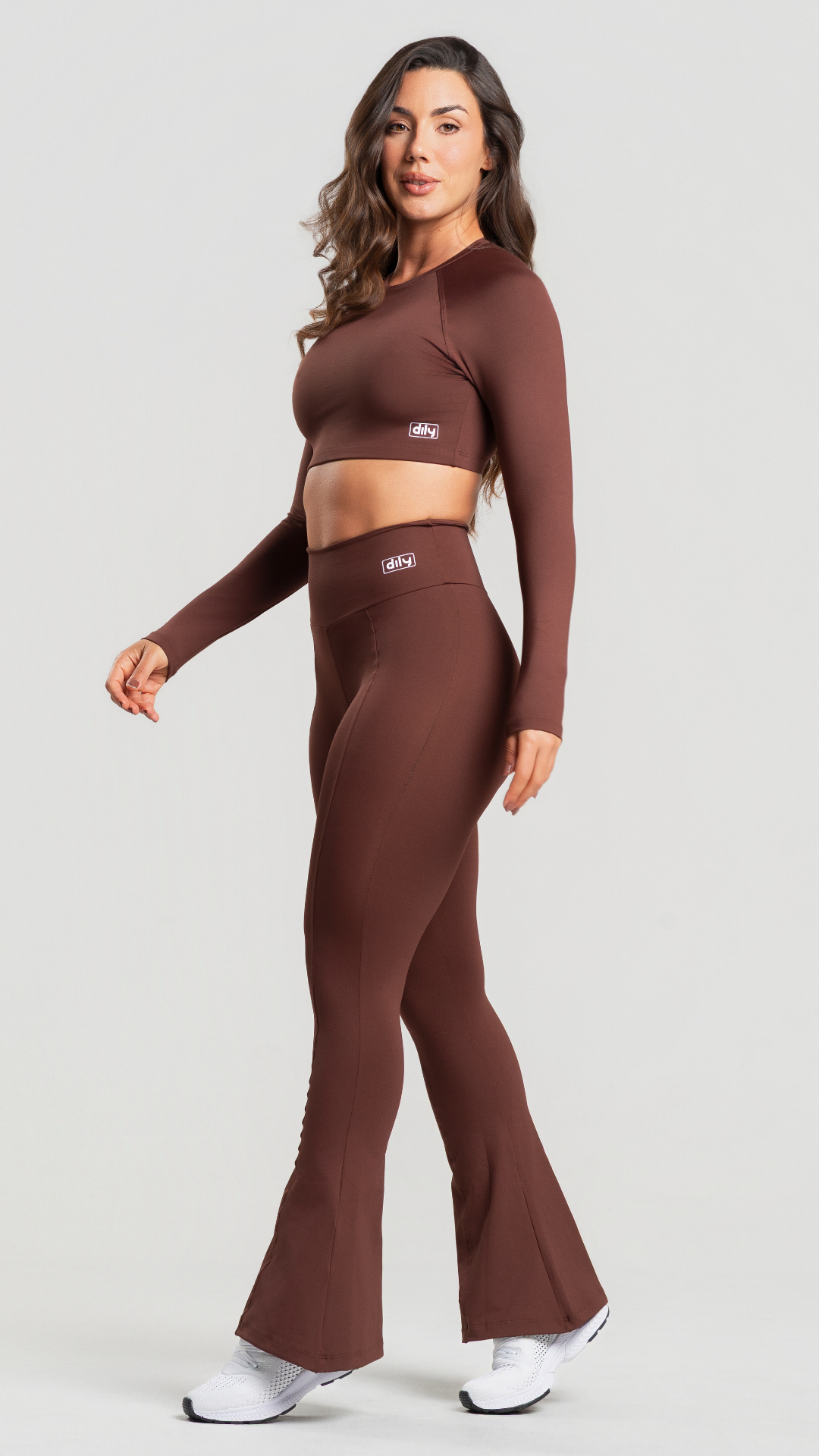 07 calca legging feminina fitness flare marrom