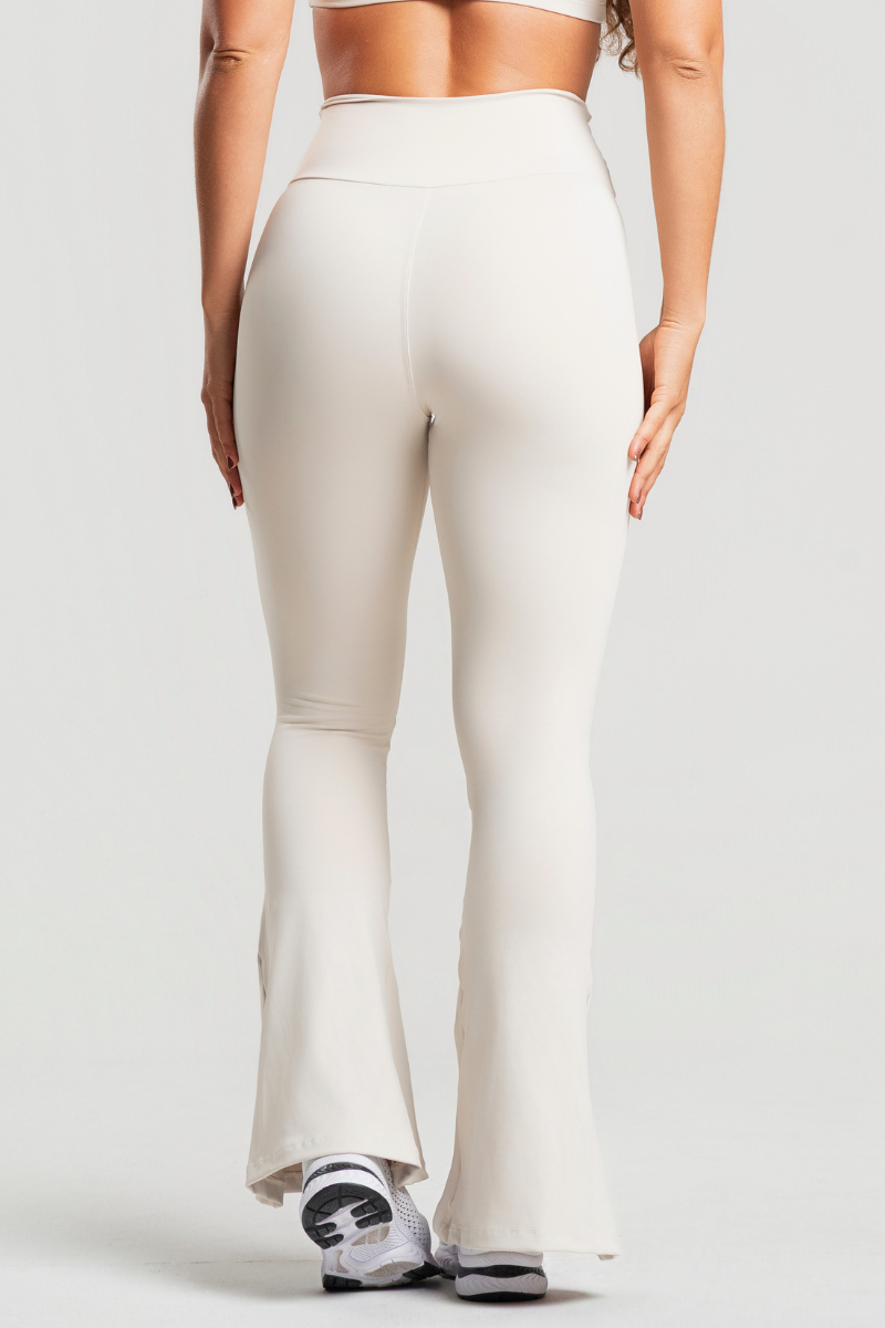 01 calca legging feminina fitness poliamida flare off white