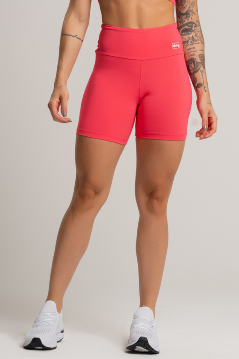 04 shorts fitness feminino basico poliamida coral