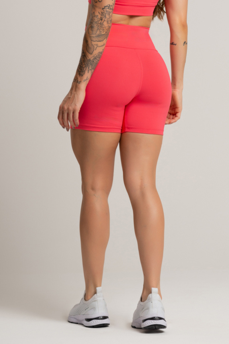 06 shorts fitness feminino basico poliamida coral