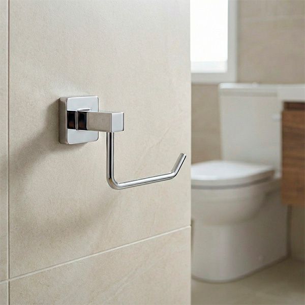 Detalhe da papeleira porta papel Omega Premium cromado