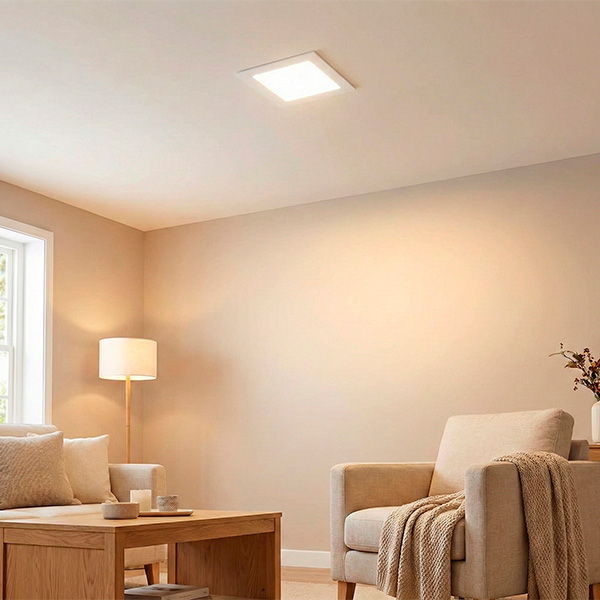 Detalhe do plafon LED PSQ18WBQ quadrado de embutir