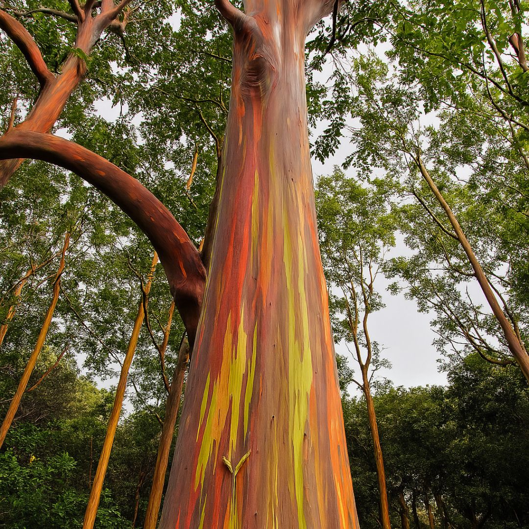 tronco multicolorido do eucalipto arco-&iacute;ris