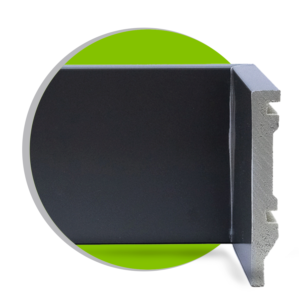 Rodapé Graddus Cinza Escuro 10cm Frisado Instalado